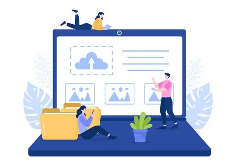 Upload Image Background of Online Devices Information and Data to Social Netw イラスト素材