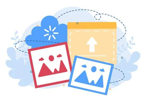 Upload Image Background of Online Devices Information and Data to Social Netw Stock Illustration