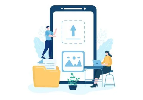 Upload Image Background of Online Devices Information and Data to Social Netw Stockillustratie