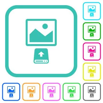 Upload image from hard disk vivid colored flat icons Stock Illustration