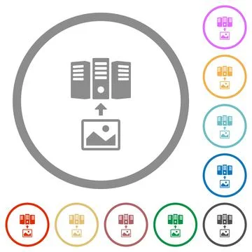 Upload image to server solid flat icons with outlines Stock Illustration