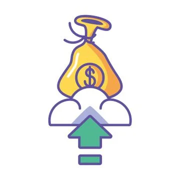 Upload information in the cloud in white background イラスト素材