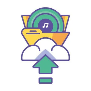 Upload information in the cloud in white background イラスト素材