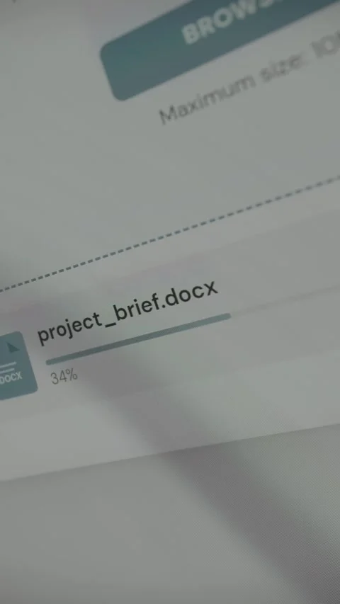 Upload interface showing progress bar during file transfer Stock Footage 333835595