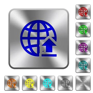 Upload to internet rounded square steel buttons Stock Illustration