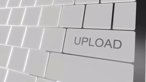 Upload-Key Concept 4K 3D animation blue and chrome Stock Footage 72865493