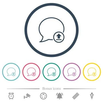 Upload message flat color icons in round outlines Stock Illustration
