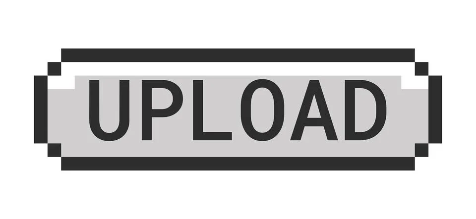 Upload monochrome pixel art button Stock Illustration