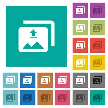 Upload multiple images square flat multi colored icons Ilustración de archivo