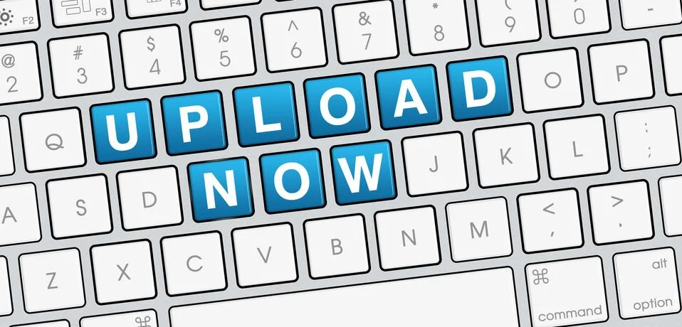 Upload Now button on keyboard keys Ilustração Stock