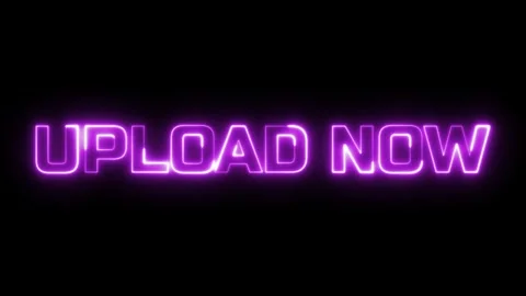 Upload Now: Neon Purple Text on Black Background Stock Footage 316288249