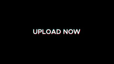 Upload now text animated word with retro glitch effect black background Stock Footage 313461274