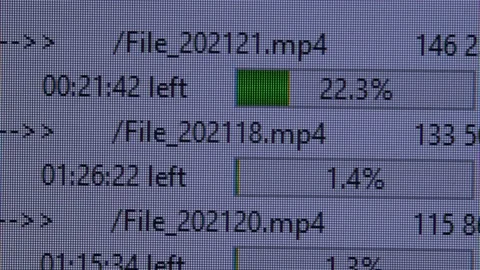 Upload or download progress indicator bar on computer LCD screen Stock Footage 219518171
