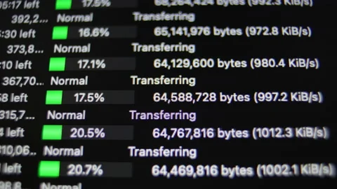 Upload or download speed from server, internet connection, big data, megabye per Stock Footage 236257372