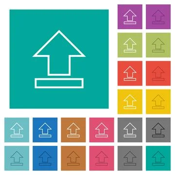 Upload outline square flat multi colored icons Ilustração Stock