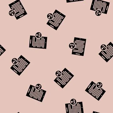 Upload paper document glyph vector seamless pattern Stock Illustration