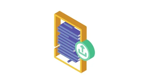 Upload paper document isometric icon animation Stock Footage 327294103