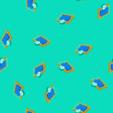 Upload paper document isometric icon seamless pattern Stock Illustration