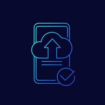 Upload with a phone linear icon Stock Illustration