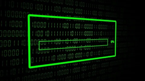 Upload With Progress Bar on Abstract Binary Code Background Stock Footage 119235921