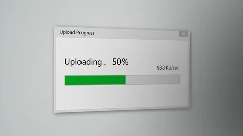 Upload With Progress Bar, Closeup Process of Uploading File in Internet Stock Footage 119613685