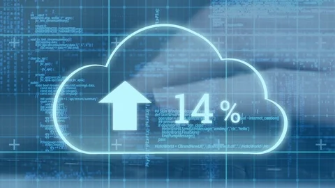 Upload progress clouds and program codes Stock Footage 108947719