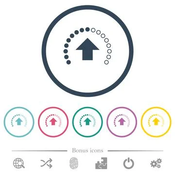 Upload in progress flat color icons in round outlines 스톡 일러스트