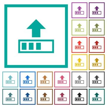Upload in progress flat color icons with quadrant frames Stock Illustration