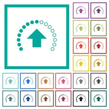 Upload in progress flat color icons with quadrant frames Illustrazione stock