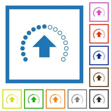 Upload in progress flat framed icons Stock Illustration