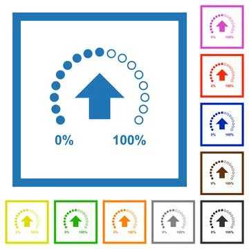 Upload in progress flat framed icons Stock Illustration