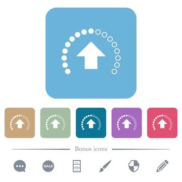 Upload in progress flat icons on color rounded square backgrounds Stock Illustration