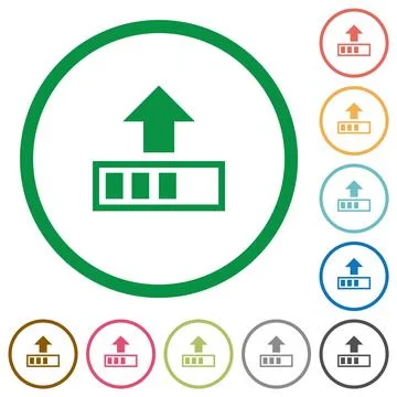 Upload in progress flat icons with outlines Stock Illustration