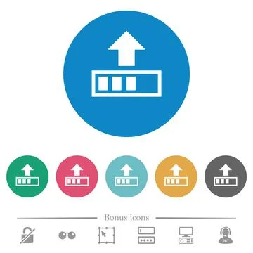 Upload in progress flat round icons Illustrazione stock