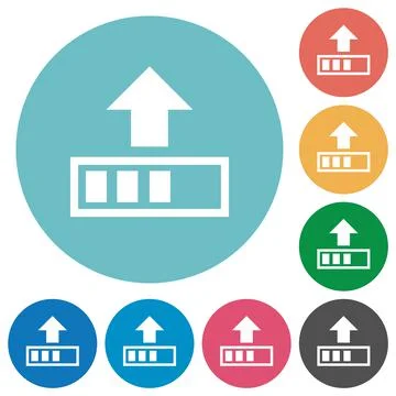 Upload in progress flat round icons Ilustración de archivo