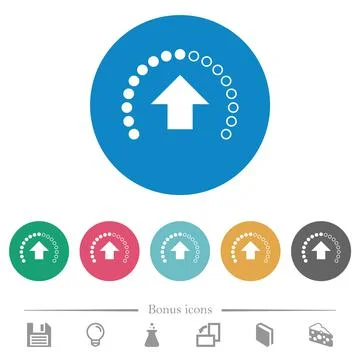 Upload in progress flat round icons Illustrazione stock