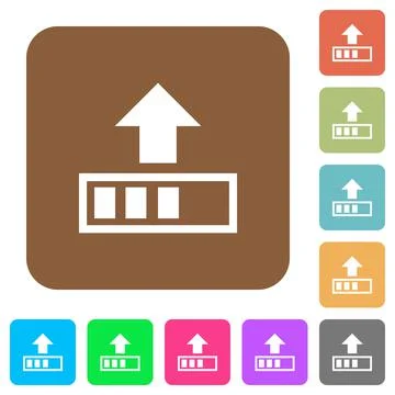 Upload in progress rounded square flat icons Illustrazione stock