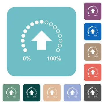 Upload in progress rounded square flat icons Illustrazione stock