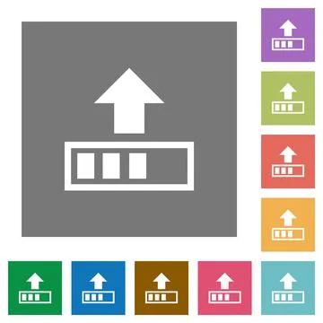 Upload in progress square flat icons Illustrazione stock