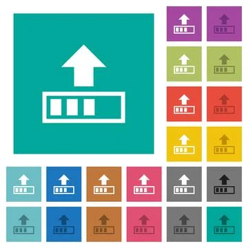 Upload in progress square flat multi colored icons Stock Illustration