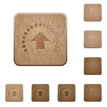 Upload in progress wooden buttons Stock Illustration