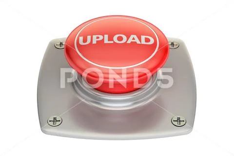 Upload Red Button, 3D rendering Stock Illustration
