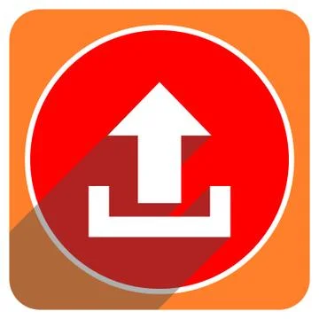 Upload red flat icon isolated. Stock Illustration