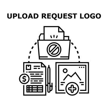 Upload request logo concept with rejected documents Stock Illustration
