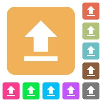 Upload rounded square flat icons Stock Illustration