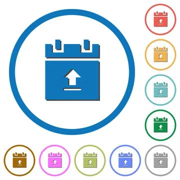 Upload schedule data icons with shadows and outlines Stock Illustration