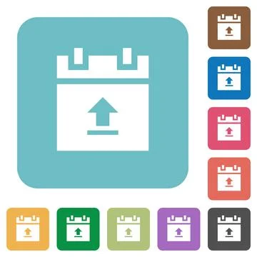 Upload schedule data rounded square flat icons 库存插图