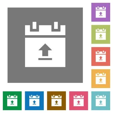 Upload schedule data square flat icons Stock Illustration