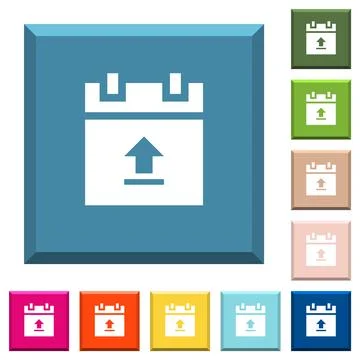 Upload schedule data white icons on edged square buttons 库存插图