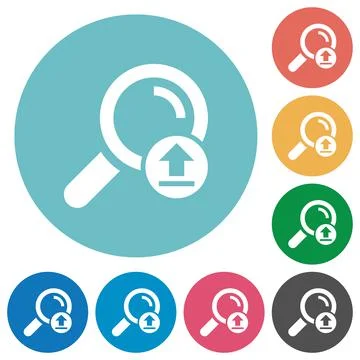 Upload search results flat round icons Stock Illustration